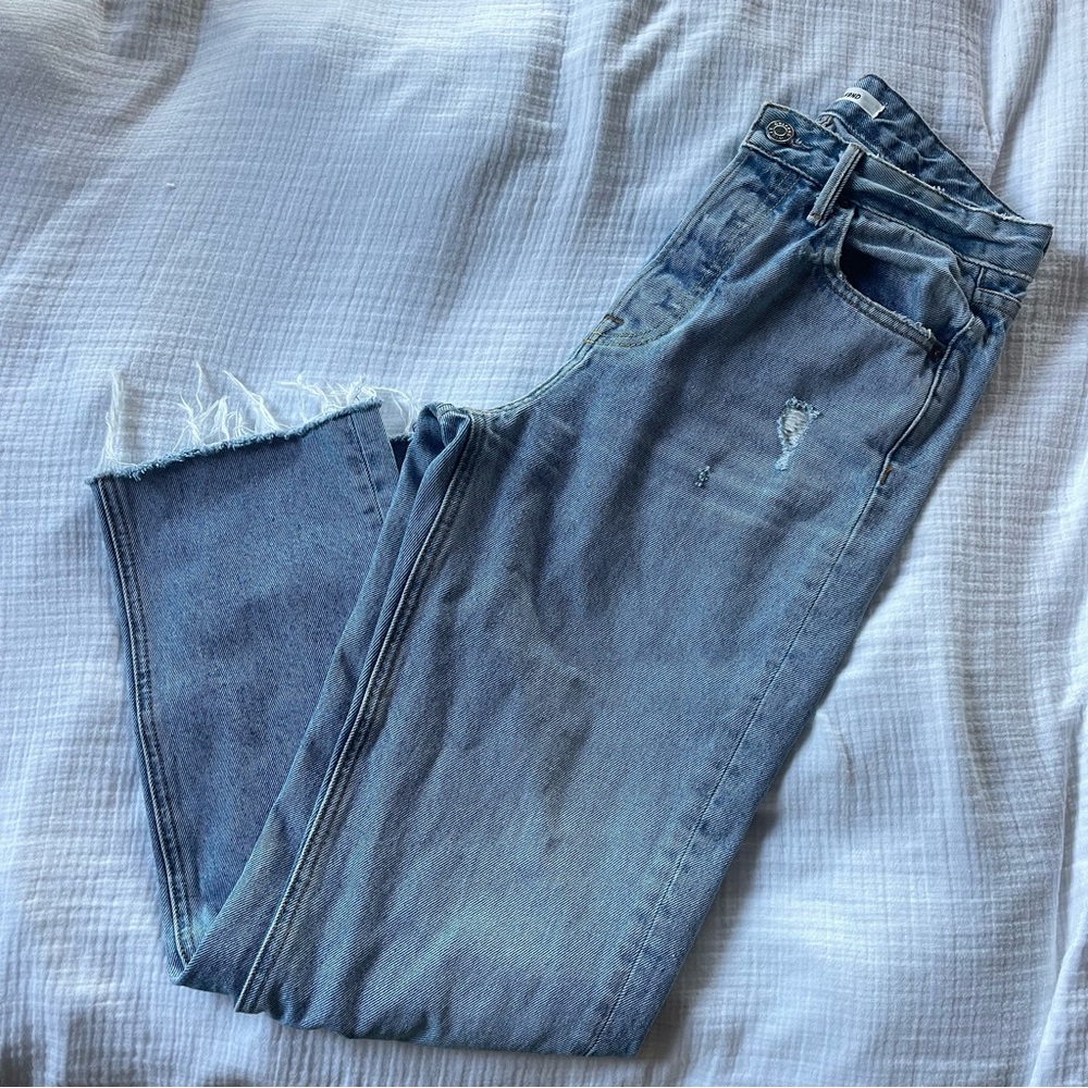 grlfriend jeans distressed bottom